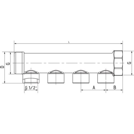 Internal threads, 2 outlets - DP342B