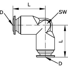 Szybkozłącze kątowe L 6 mm - EC6B
