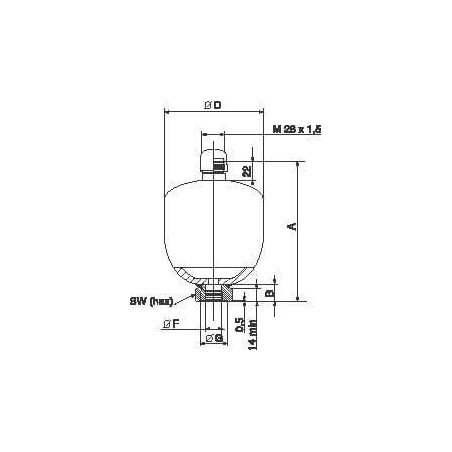 Akumulator membranowy spawany typ ELM Parker, 0.5 l 30 bar - ELM05021000AF