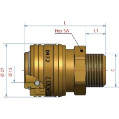 Quick release coupling with M18x1.5mm male thread - ES1815A