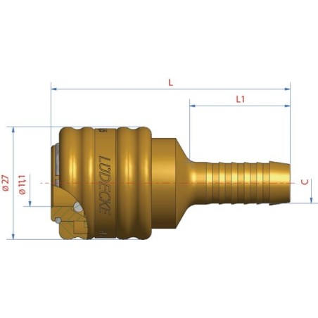 Quick release coupling with 9mm hosetail - ESO9T