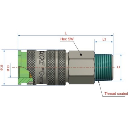 Q-Rel coup with 1/2 inch BSP M/Thd - ESAC12A