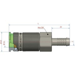 Quick release coupling with 10mm hosetail - ESACG10T