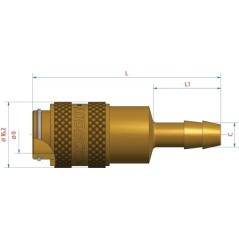 Quick release coupling with 8mm hosetail - ESM8T