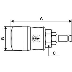 Quick release coupling with 8mm hosetail - ERG071808