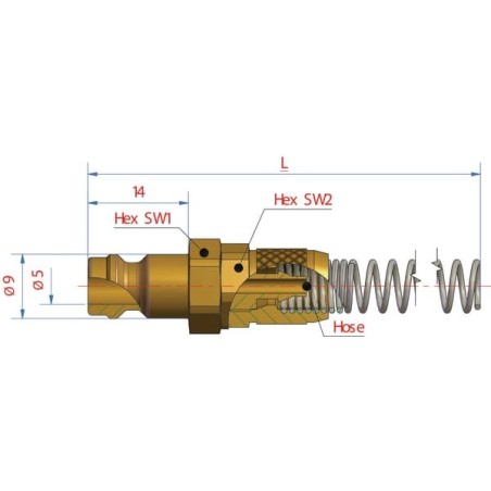 Male connector / spring guard 4x6mm - ESM4SQF