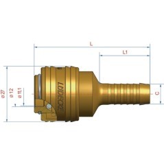 Quick release coupling with 9mm hosetail - ESA9T