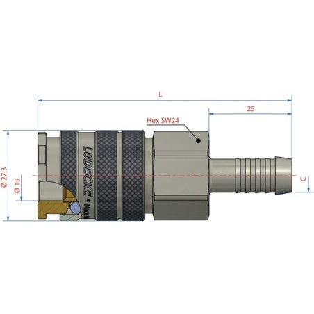 Quick release coupling with 19mm hosetail - ESIG19T