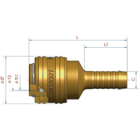 Quick release coupling with 13mm hosetail - ESA13T