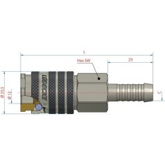 Quick release coupling with 8mm hosetail - ESI8T
