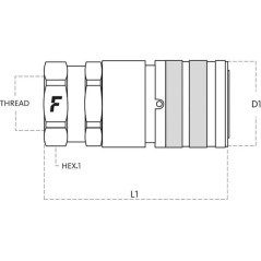 Quick release coupling female 12L bulkhead - FFH0671815F