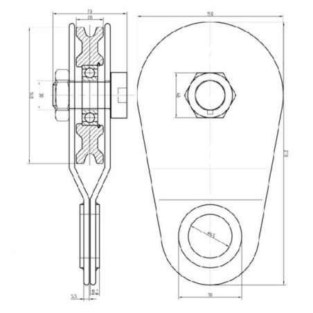 Pulley with side shields 5t SRL-B 14 - FW15995