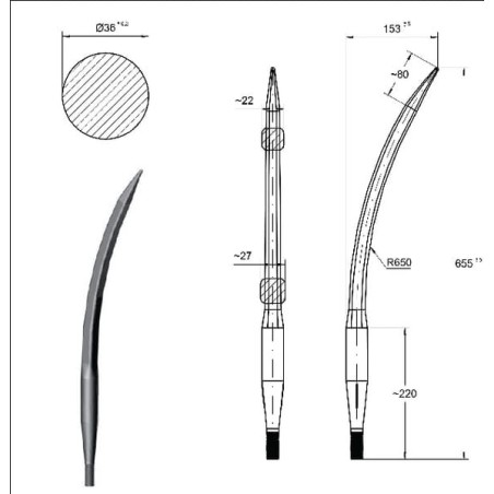 Greiferzinken M20x680 mm - FT42