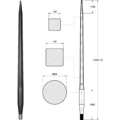Frontladerzinken M28x1100mm - FT38