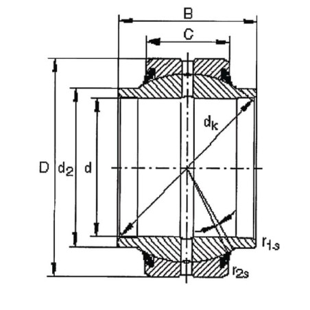 Łożysko ślizgowe promieniowe baryłkowe 20x35x24/12mm - GE20HO2RS
