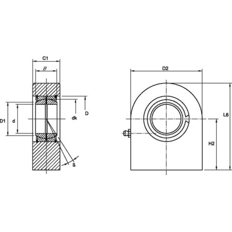 Housing GF35 with circlips - GF935