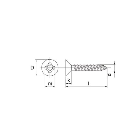 Wkręt do płyt gipsowo-kartonowych 3.5x35 mm PH2 z łbem stożkowym, stal, DIN18182 Kramp - GPS3535P1000