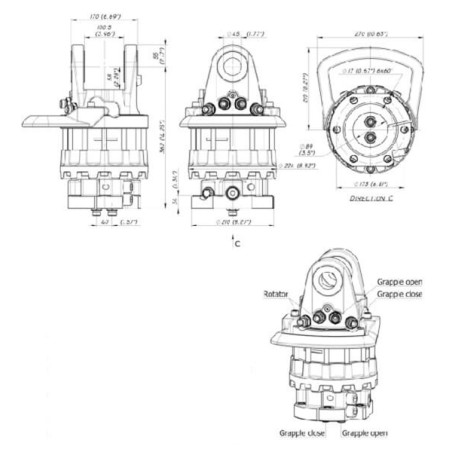 Rotator 120kN Flange 6x17mm - GR12S