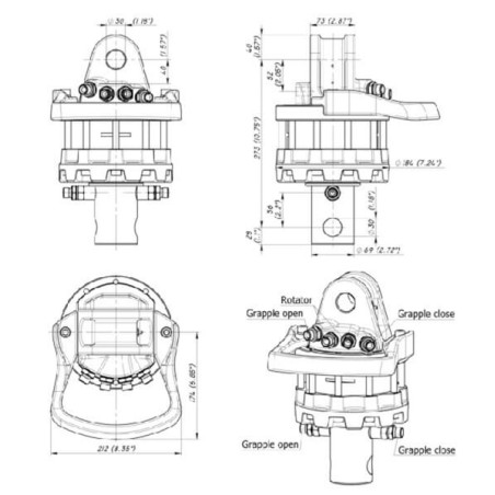 Rotator shaft 55kN 69mm Hole 3 - GR55M