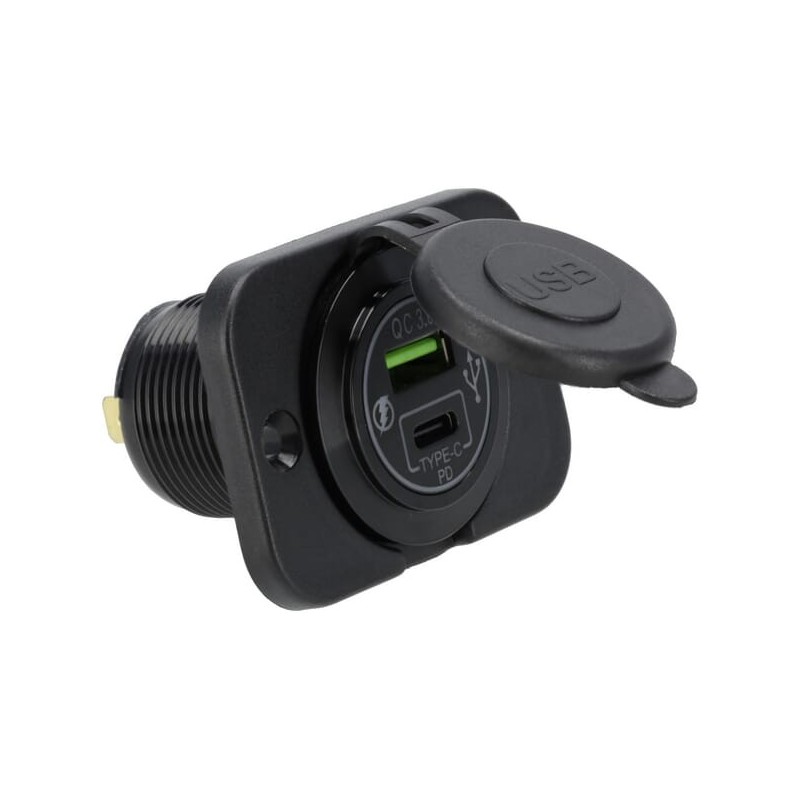 USB-CUSB-A socket 12/24V flush mount - GSM052