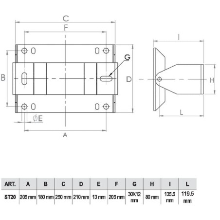 Przegubowy uchwyt ścienny 180x204mm SS - HD20
