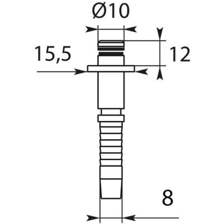 Press in nipple DN08 diameter 10mm - HD260207