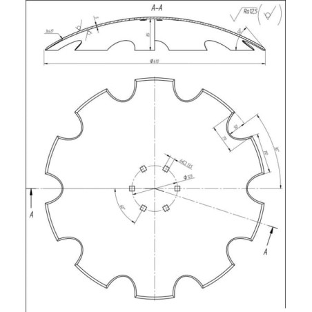 Harrow disc notched 610mm, 6-h - HD610120