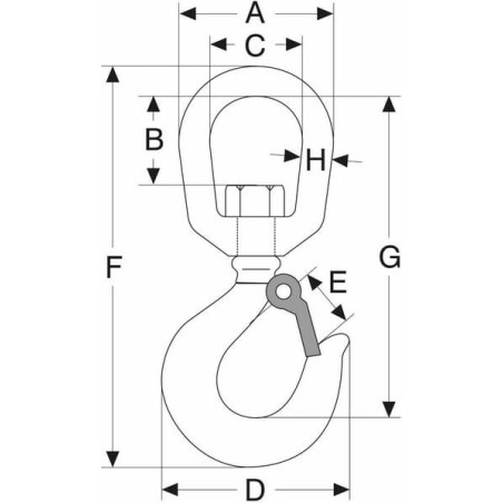 S 6703A swivel hook, 3200 kg - HH3A3200