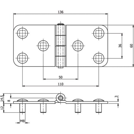 Type 2 flat hinge black coated - HS491873