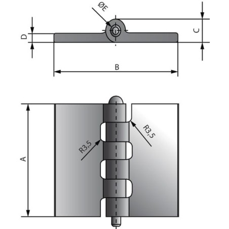 Welding hinge 50x60x5x6mm - HS300536