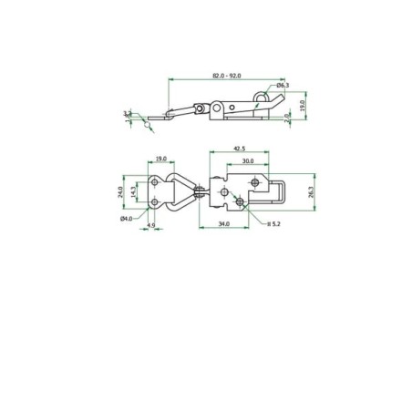 Adjustable hook lock 82-92 type 4 - HS491978