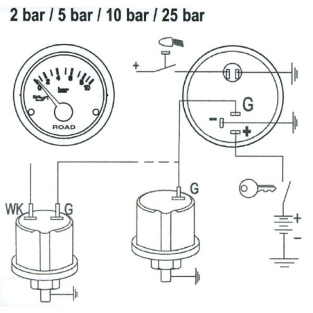 Manometr ciśnienia oleju, 12V, 10 bar - I00014