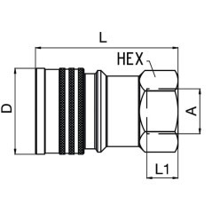 Female coupling 1/4 inch ISO B Relief - IB2511