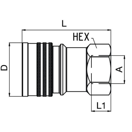 Female coupling 1/4 inch ISO B Relief - IB2511