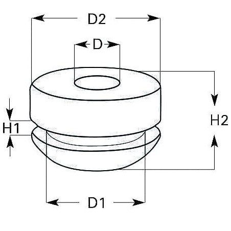 Cable grommet, 4x7.5x1mm closed - KB2304