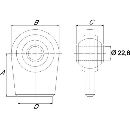 Cylinder end G22.6 KF L40mm - KF22640D