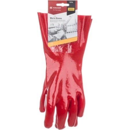 Rękawice powlekane PVC, czerwone, długie roz. 10/XL Protect Kramp - KG0500110