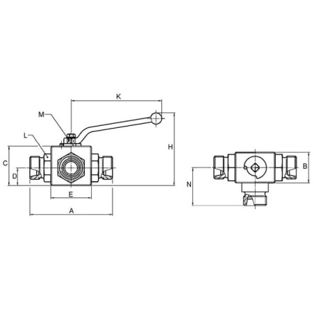 Ball valve 3 Way 16L - KH3KS16S