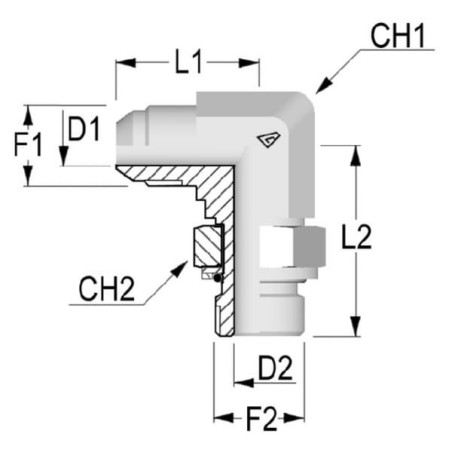 Adapter-90 7/8 JICx3/4 BSP - KIB1412