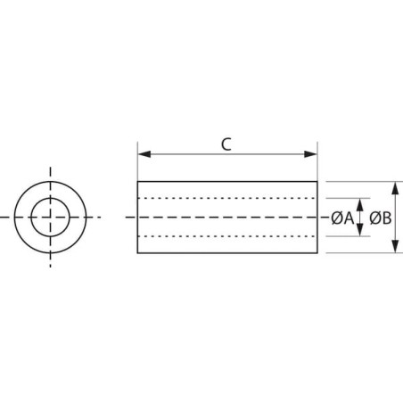 Nylon spacer 6.2x10x20 - KS005502059902