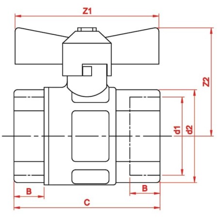 Zawór kulowy MS skrzydełkowy gwint wew., 3/8 cali - KS38FV