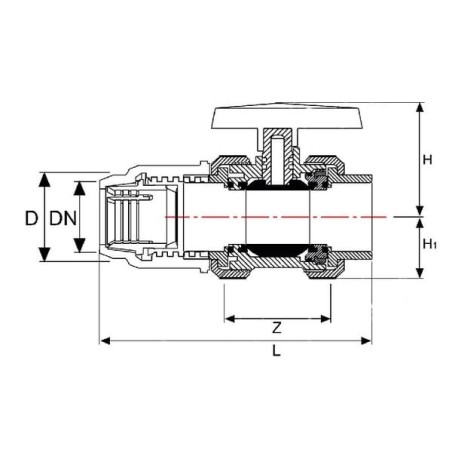 Kugelventil PE komp. PVC 40mm - KS40406GP