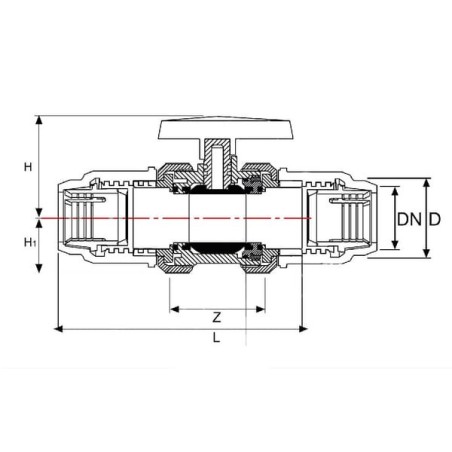 Kugelventil PE komp. PVC 40mm - KS40405GP