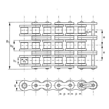 Roller chain triplex 1x17.02 - KT1172