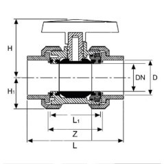 Kugelventil PVC 40mm - KS40401GP