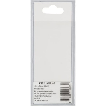 Socket bolt M10 x 20mm, 8.8 10 - KR9121020P10B
