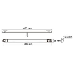 Lampka oświetlenia wnętrza kabiny LED, 1197 lm 12V przykręcana z przełącznikiem 400x15.5x25 mm 18 szt. LED - LA22776