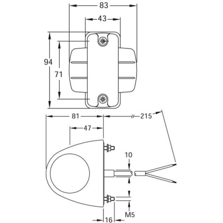 Lampa obrysowa LED, okrągła 12V przezroczysta/czerwona przykręcana Britax - L428104L12V
