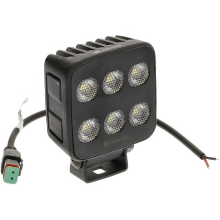 Lampa robocza LED, kwadratowa 60W 6600lm 12/24V, biała, 92x109.5x51.1 mm światło rozproszone z wtyczką Deutsch, 12 LED - LA10830