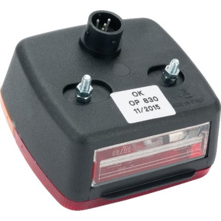 Rear light RH square, 12V, red/amber, bolt on, 108x103x103mm, Bayonet, Ajba - LA18004